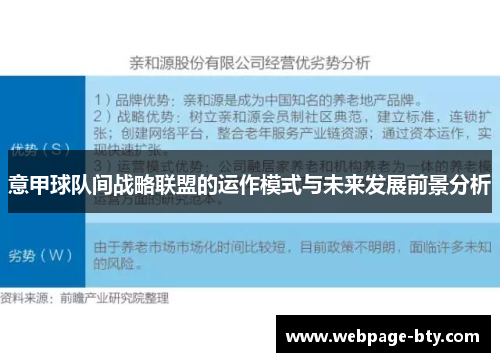 意甲球队间战略联盟的运作模式与未来发展前景分析